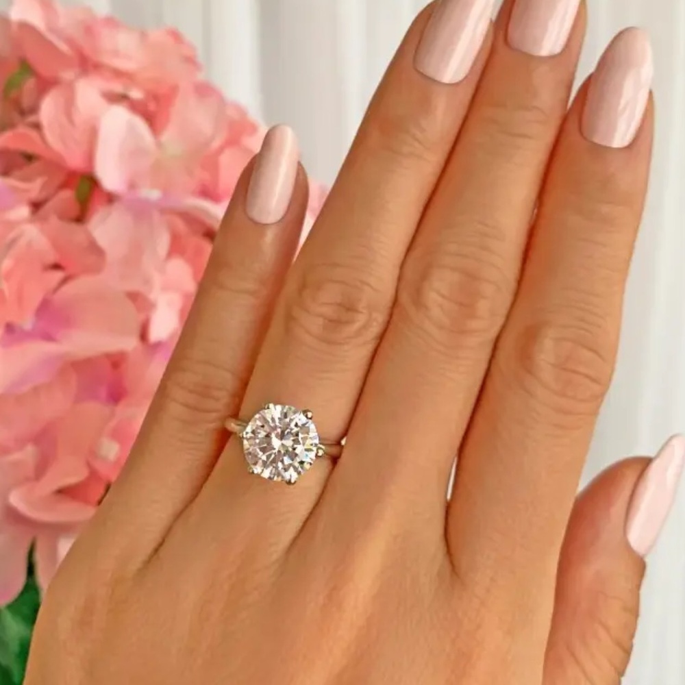 5 Carat Cubic Zirconia Glam Round Solitaire, 5 ct Bling 925 Engagement Ring